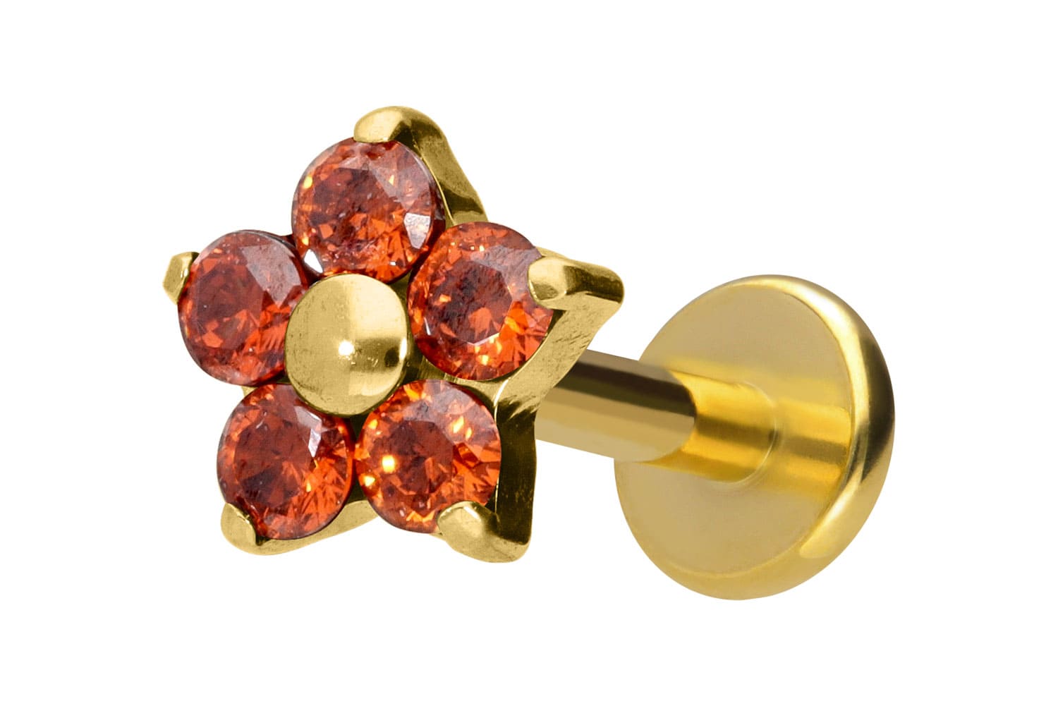 Titan Labret mit Innengewinde KRISTALLBLUME